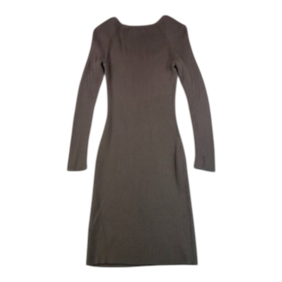 Abercrombie & Fitch Ribbed Knit Long Sleeve Midi Dress Brown Size XS - Picture 12 of 16